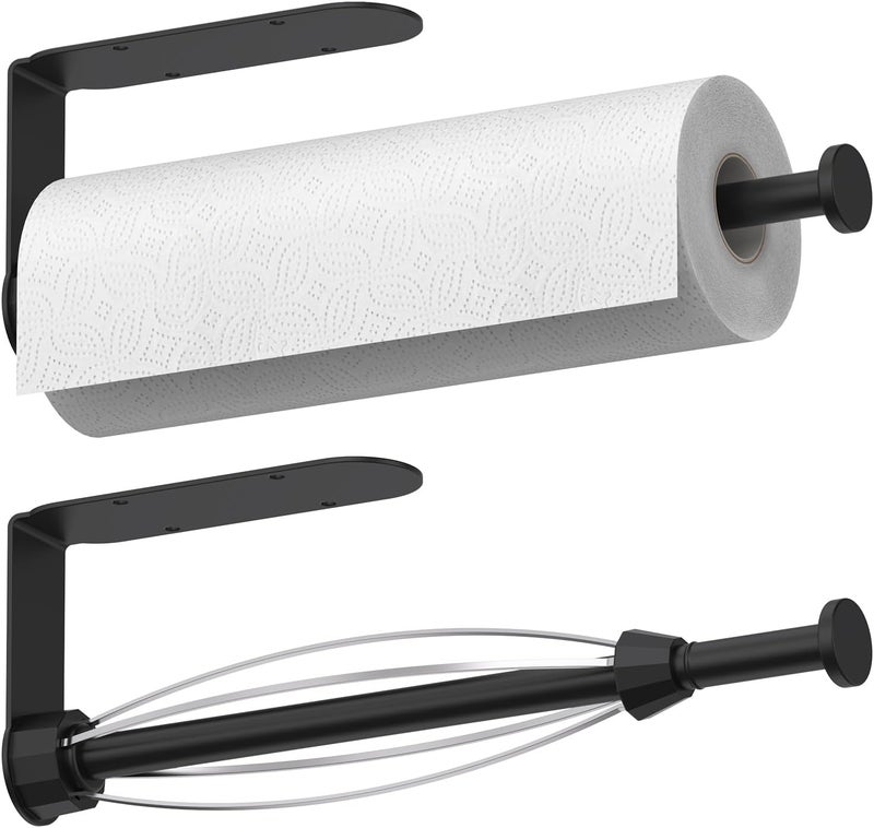 Mbillion Under Cabinet Paper Towel Holder for Kitchen, RV & Camper - Waterproof, Anti-Rust Wall Mount with No Drill Installation, 5.71” Compact Design (Black) - Image 1